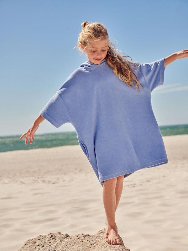 Blue Oversized Hooded Towelling 100% Cotton Cover-Up (3-16yrs)