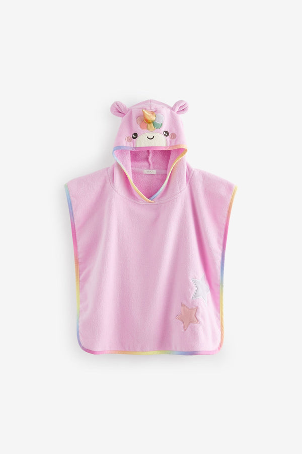 Pink Unicorn 100% Cotton Towelling Poncho (9mths-10yrs)