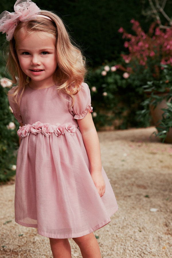 Rose Pink Corsage Flower Girl Dress (3mths-8yrs)