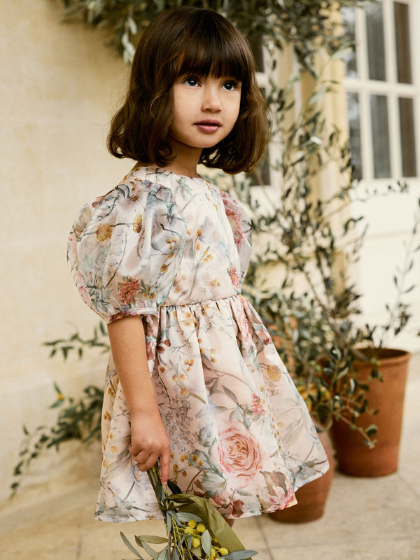 Pink Floral Printed Prom Dress (3mths-10yrs)