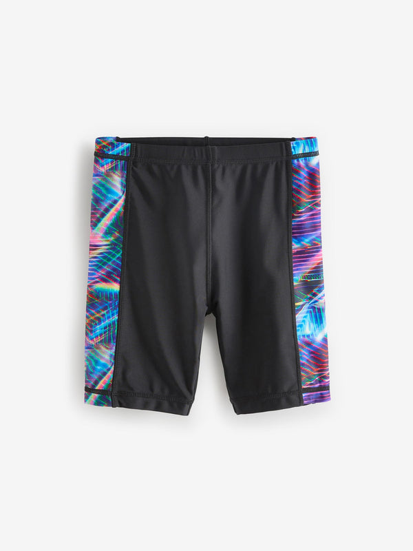 Black/Blue Longer Length Stretch Swim Shorts (3-16yrs)