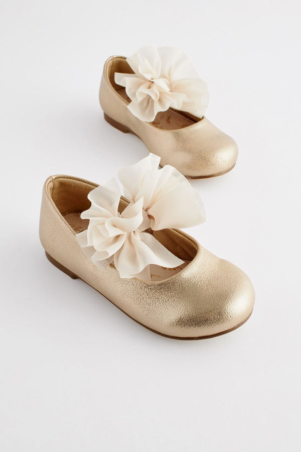 Gold Mary Jane Bridesmaid Bow Occasion Shoes