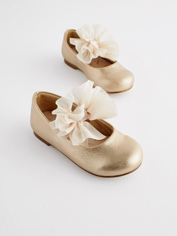 Gold Standard Fit (F) Mary Jane Flower Girl Bow Occasion Shoes