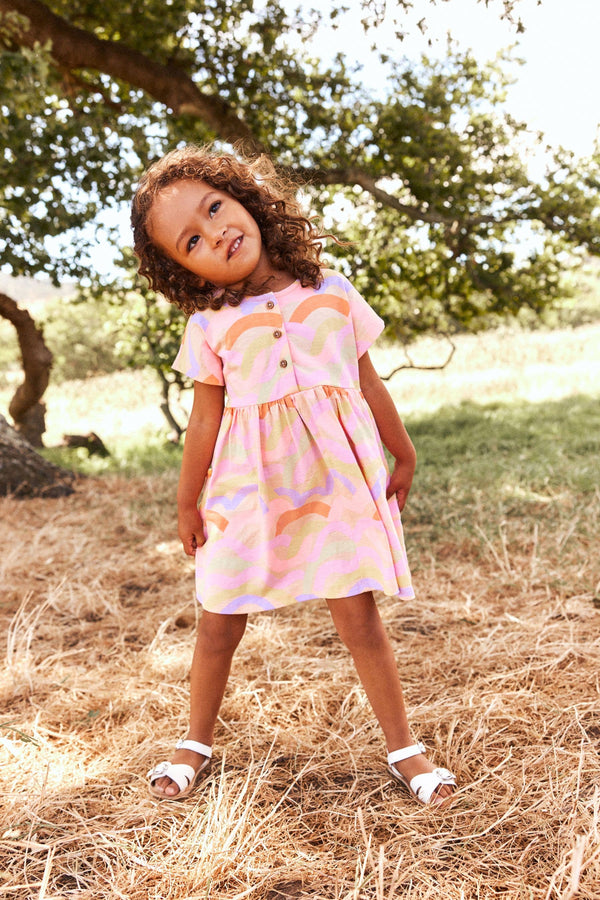 Rainbow 100% Cotton Short Sleeve Jersey Dress (3mths-7yrs)