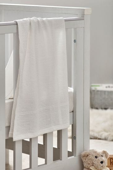 White 100% Cotton Baby Cellular Blanket(immediate)