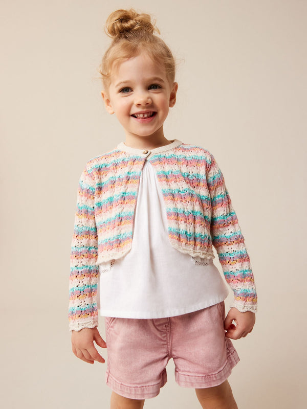 Rainbow 100% Cotton Crochet Cardigan (3mths-10yrs)