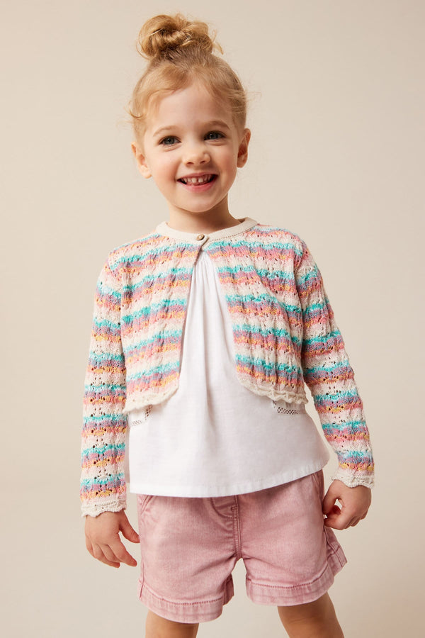 Rainbow 100% Cotton Crochet Cardigan (3mths-10yrs)