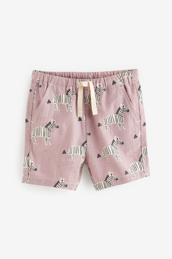 Lilac Purple Zebra Linen Blend Pull-On Shorts (3mths-7yrs)