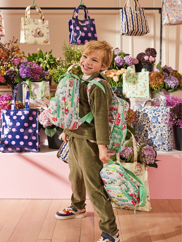 Cath Kidston Mint Green Cars Print Large Backpack