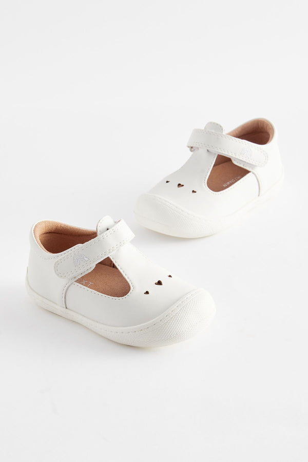 White Crawler T-Bar Shoes