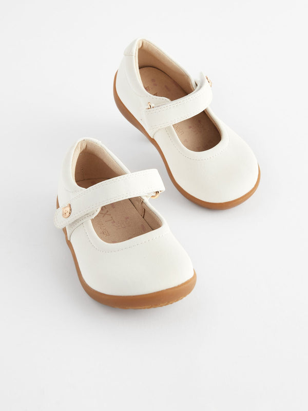 White Wide Fit (G) First Walker Mary Jane Shoes
