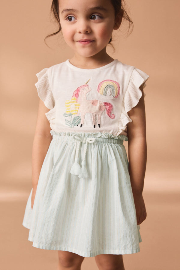 Blue Unicorn Frill Dress (3mths-7yrs)