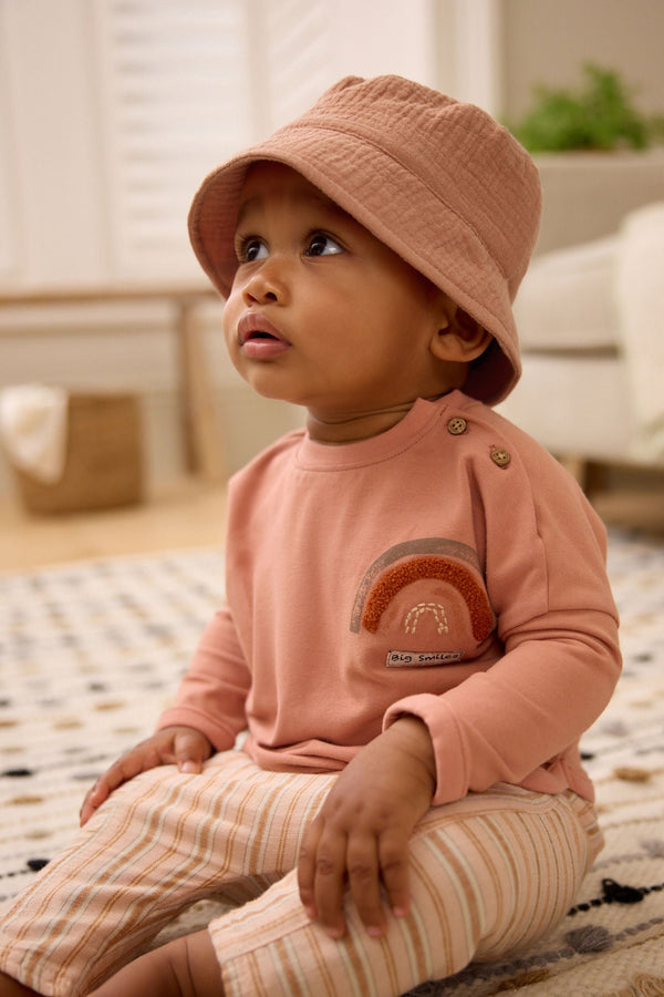 Tan Brown crinkle Baby Bucket Hat (0mths-2yrs)