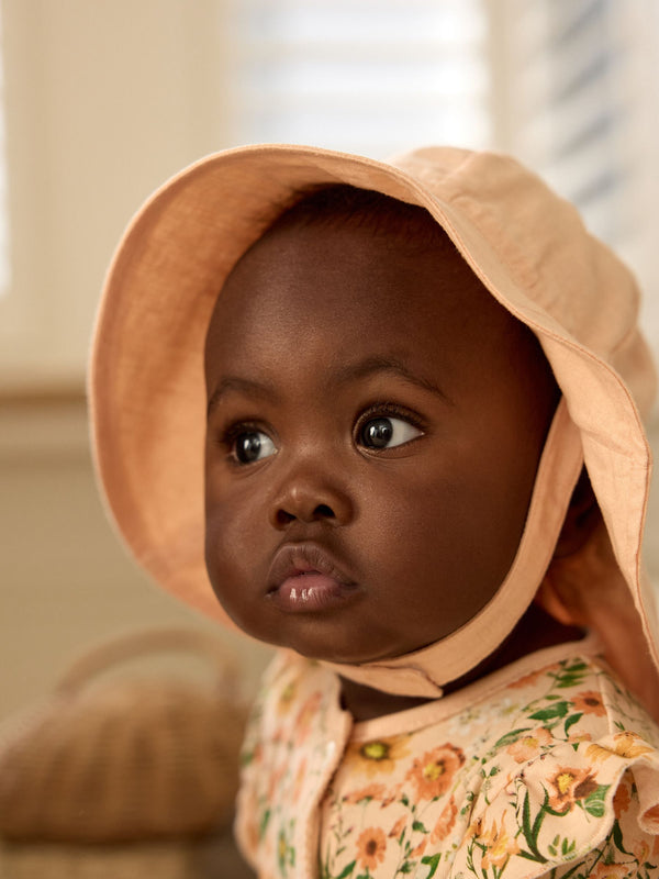 Apricot Pink Wide Brim Baby Hat (0mths-2yrs)