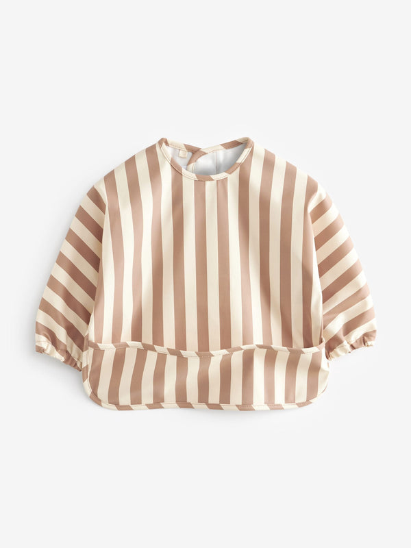 Neutral Stripe Weaning And Feeding Sleeved Bib