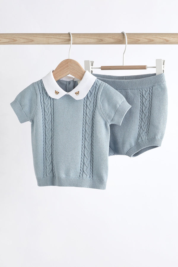 Knitted Baby Top and Bloomer Short Set(immediate)