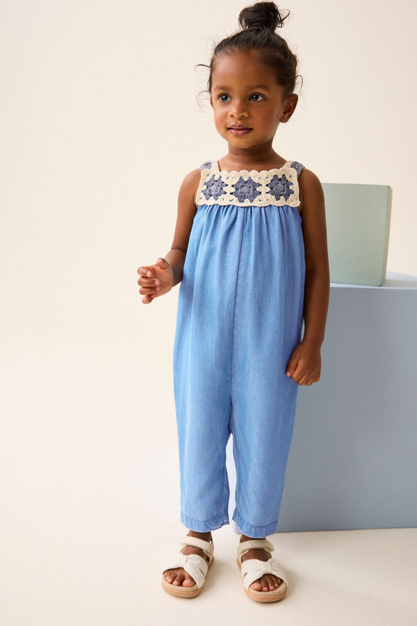 Denim Crochet Playsuit (3mths-7yrs)