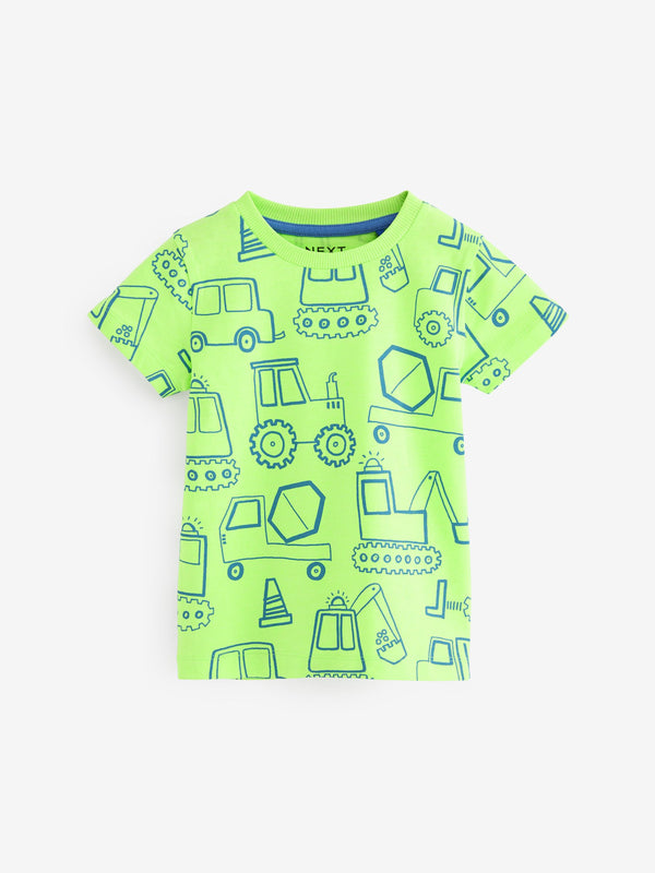 Blue/Green 100% Cotton Short Sleeve T-Shirts 5 Pack (3mths-7yrs)