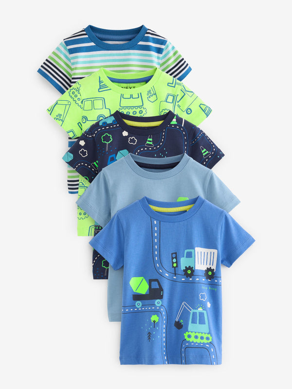 Blue/Green Short Sleeve T-Shirts 5 Pack (3mths-7yrs)