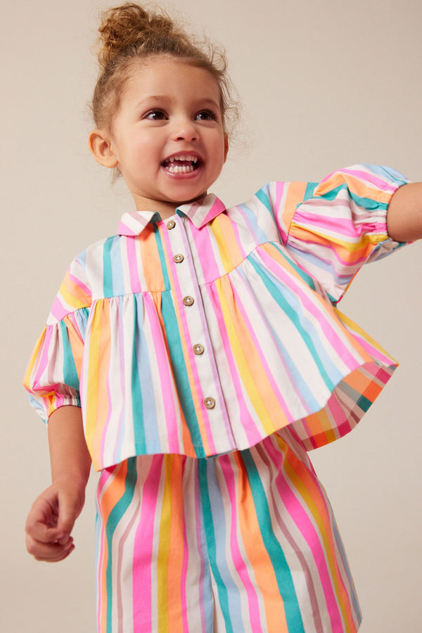 Rainbow Stripe Blouse And Shorts Co-ord Set (3mths-8yrs)