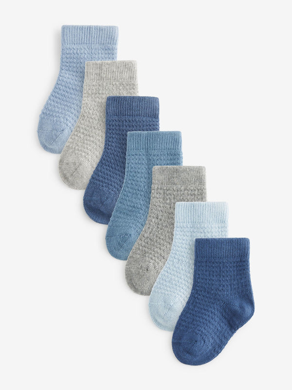 Blue/Grey Baby Socks 7 Pack (0mths-2yrs)