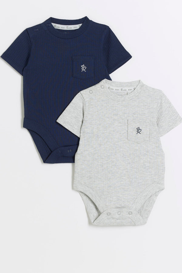 River Island Baby Boys Rib Bodysuits 2 Multipack