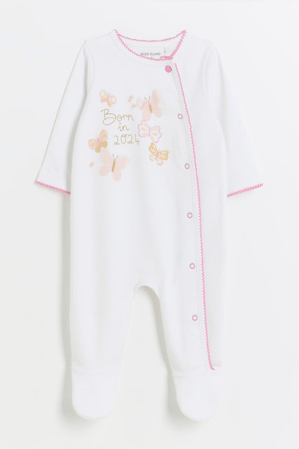 River Island Baby Girls Butterfly 100% Cotton Sleepsuit