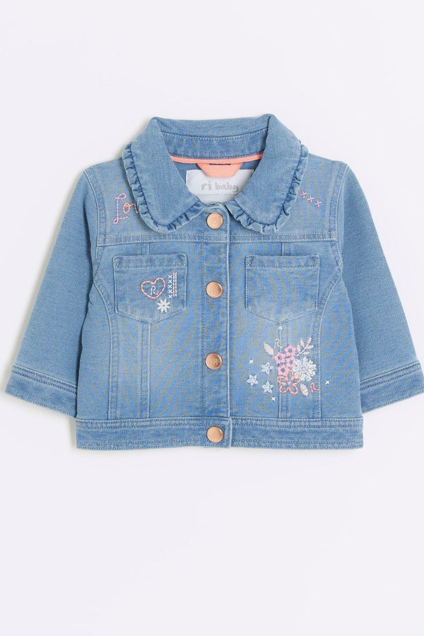 Light Blue River Island Baby Girls 100% Cotton Denim Jacket