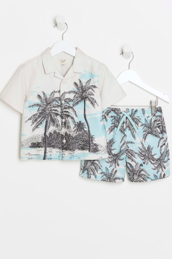 River Island Boys Palm Print Pyjama Set