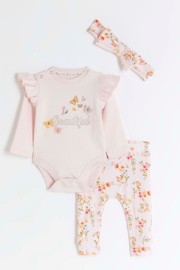 River Island Baby Girls 3 Piece Multipack Floral Legging Set