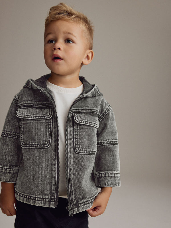 Grey 100% Cotton Denim Shacket (3mths-7yrs)