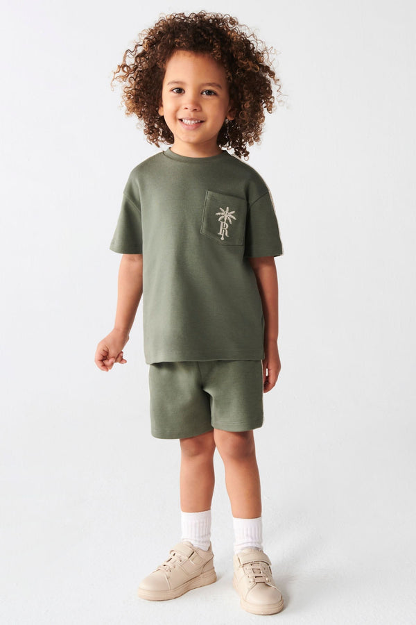 River Island Boys Crochet Tape T-Shirt Set