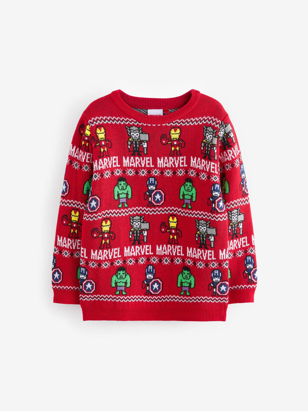 Marvel Avengers Christmas Fairisle Pattern Crew Neck Jumper (3-16yrs)