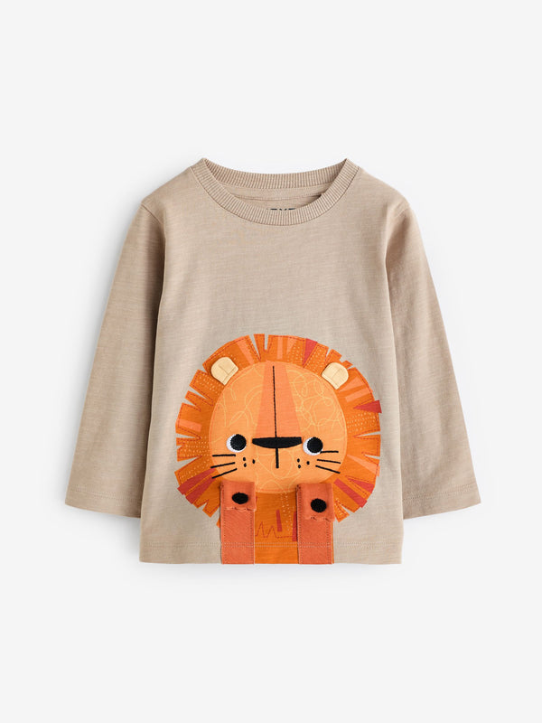 Natural Lion Long Sleeve Interactive T-Shirt (3mths-7yrs)