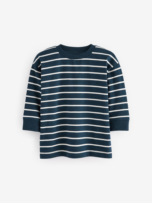 Navy Blue/White Long Sleeve Stripe T-Shirt (3mths-7yrs)