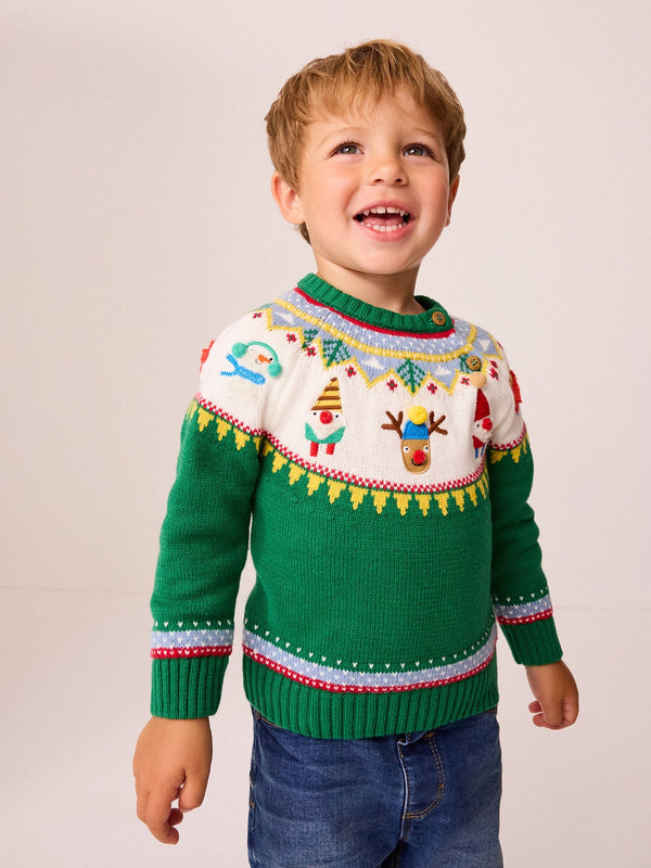 Green Characters Christmas Crew Neck Jumper (3mths-7yrs)