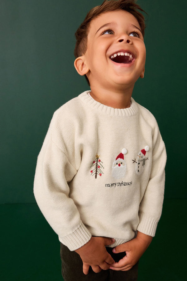 Neutral Characters Christmas Crew Neck 100% Cotton Jumper (3mths-7yrs)