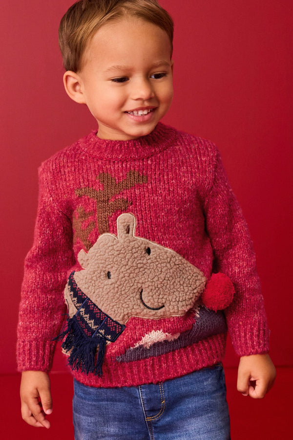 Red Reindeer Christmas Jumper (3mths-7yrs)