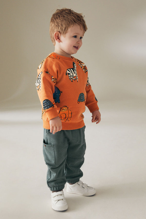 Orange Safari Long Sleeve 100% Cotton Top and Joggers Set (3mths-7yrs)