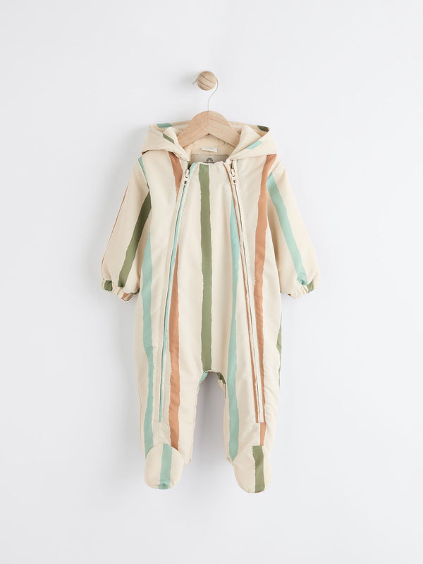 Mineral Stripe Fleece Lined Hooded Zip Pramsuit All-In-One (0mths-2yrs)