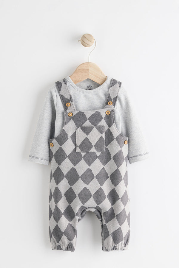 Black/White Jersey Baby Dungarees And Bodysuit Set (0mths-2yrs)