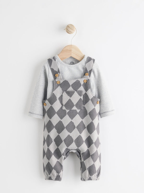 Black/White Jersey Baby Dungarees And Bodysuit Set (0mths-2yrs)