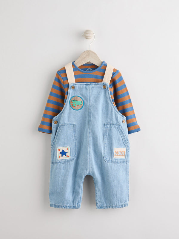 Bright Varsity Baby Denim Dungarees and Bodysuit Set (0mths-2yrs)