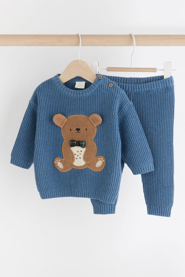 Blue Bear Baby Knitted Top and Leggings Set (0mths-2yrs)