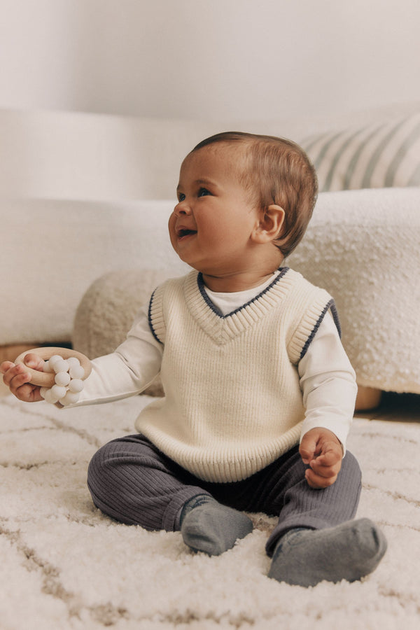 Neutral/Mono Knitted Vest and Leggings Baby 3 Piece Set (0mths-2yrs)