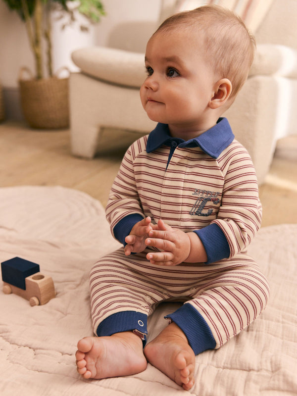 Red Stripe Baby Sweat Romper