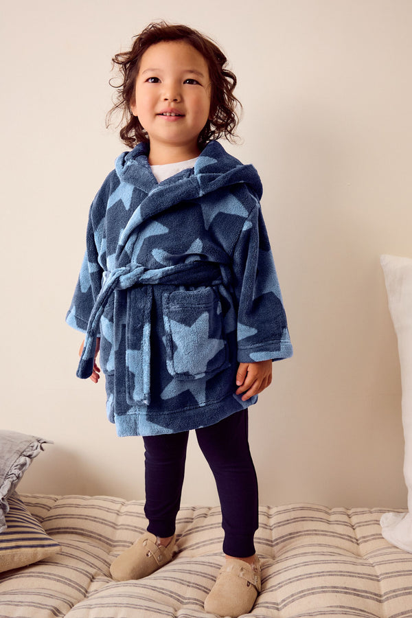 Navy Blue Star Fleece Robe (9mths-16yrs)