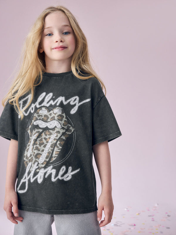 Black/Grey Oversized Rolling Stones Band License T-Shirt (3-16yrs)
