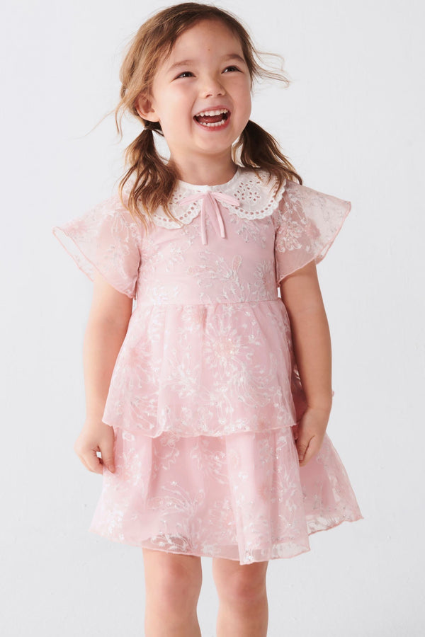 River Island Pink Girls Pink Embellished Skater Dress