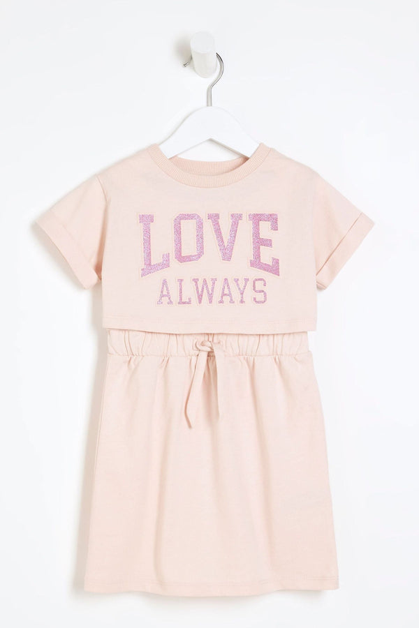 River Island Mini Girls 100% Cotton 2-in-1 T-Shirt Dress